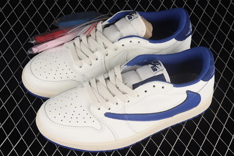 All categories Air Jordan Jordan series basketball shoes Air Jordan 1 Low Travis Scott x Air Jordan 1 Low AJ1 Joe 1 white and blue inverted low-top cultural sneakers DM7866-166